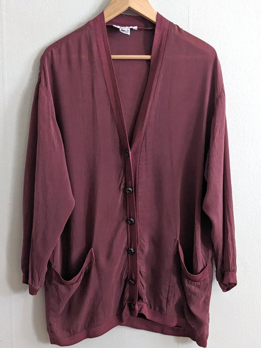 vtg 90's oversized dusty rose draped cardigan jacket